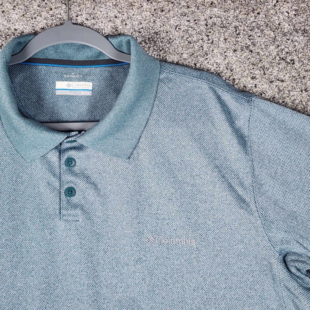 Columbia Polo Shirt Mens XL Blue Sun Protect Short Sleeve Excellent - Picture 2 of 9